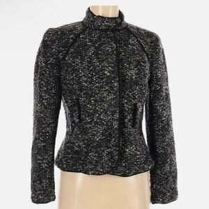 Sandro Sportwear Tweed Boucle Nubby Knit Sweater Jacket Size XL